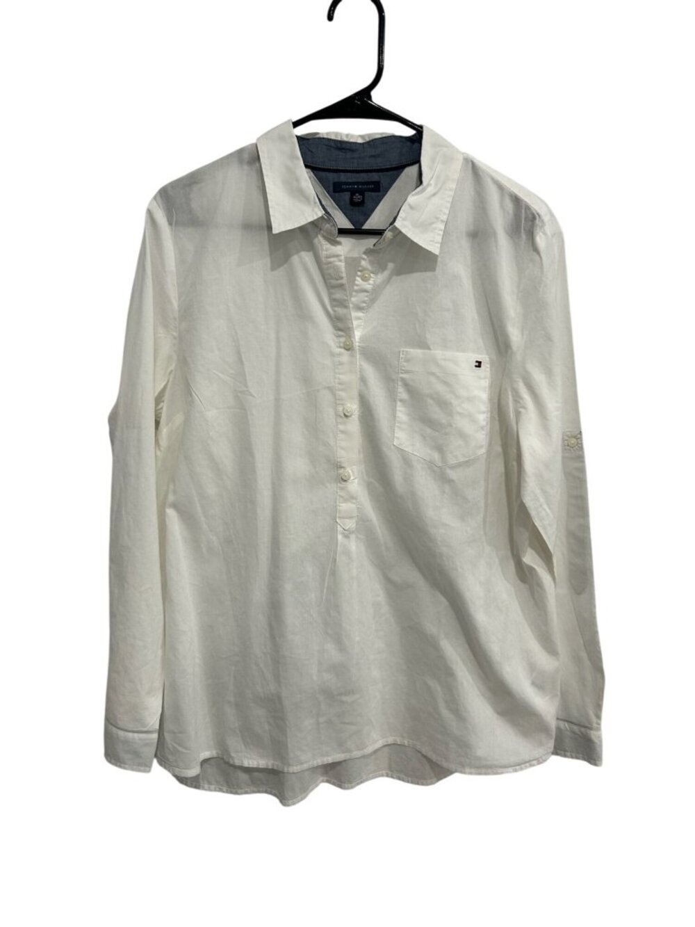 Tommy Hilfiger XL White Cotton Button Up Shirt Light Academia Calmcore Minimal